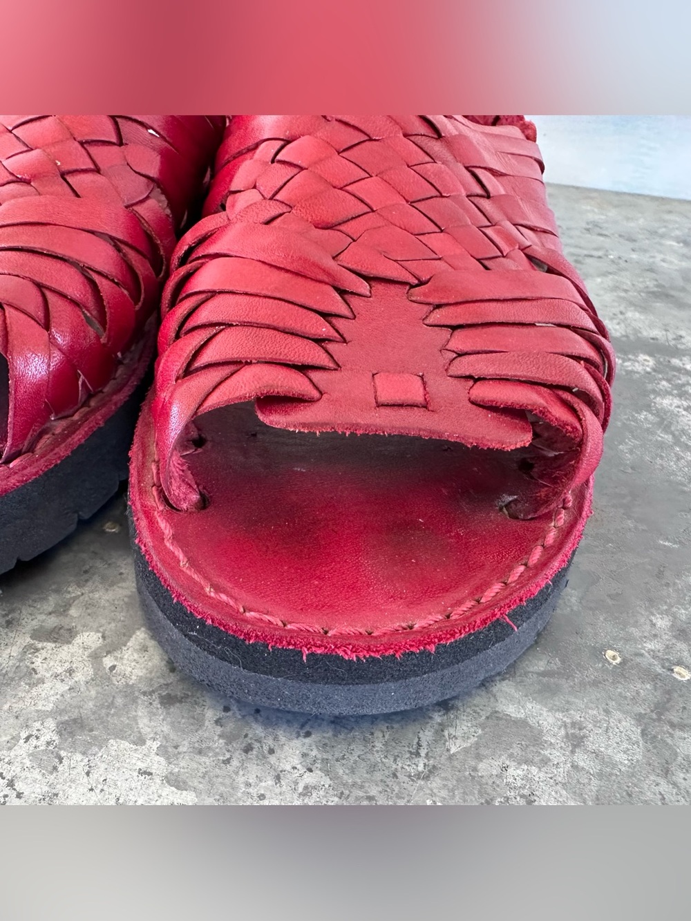 2 Brand X Sandals Leather Huaraches Red & Purple Size 7.5 - Picture 9 of 11